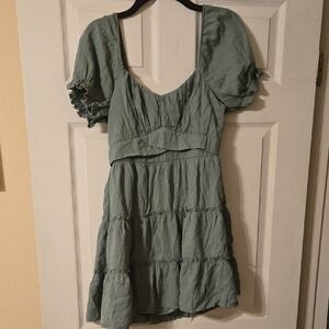 Trixxi Sage Puff Sleeve Mini Dress